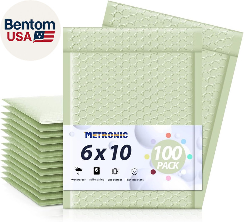 Bubble Mailers 6X10″ 100 Pack Mint Green Self-Seal Padded Envelopes Usable Size