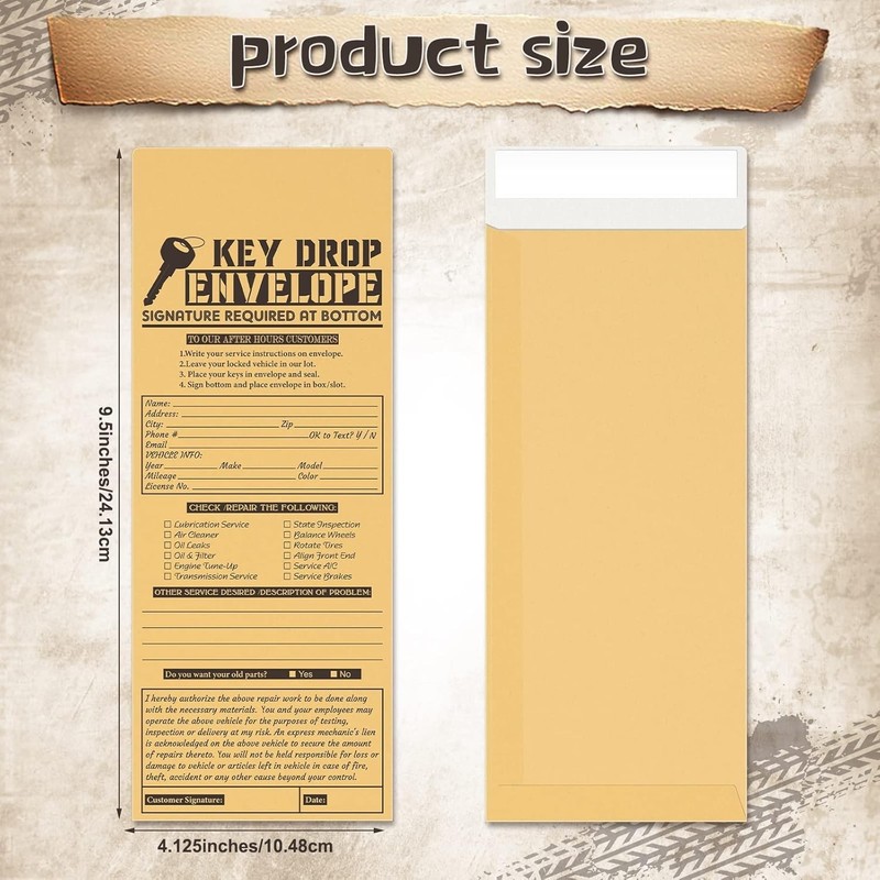 500 Classic Kraft Drop Key Envelopes - Essential for Auto Repair and Mechanics gallery