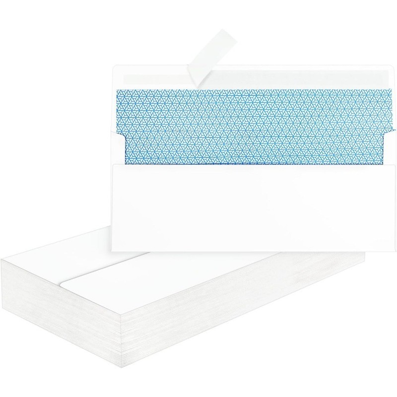50 Pcs White #10 Self Seal Security Envelopes, 4-1/8 x 9-1/2 Inch Business