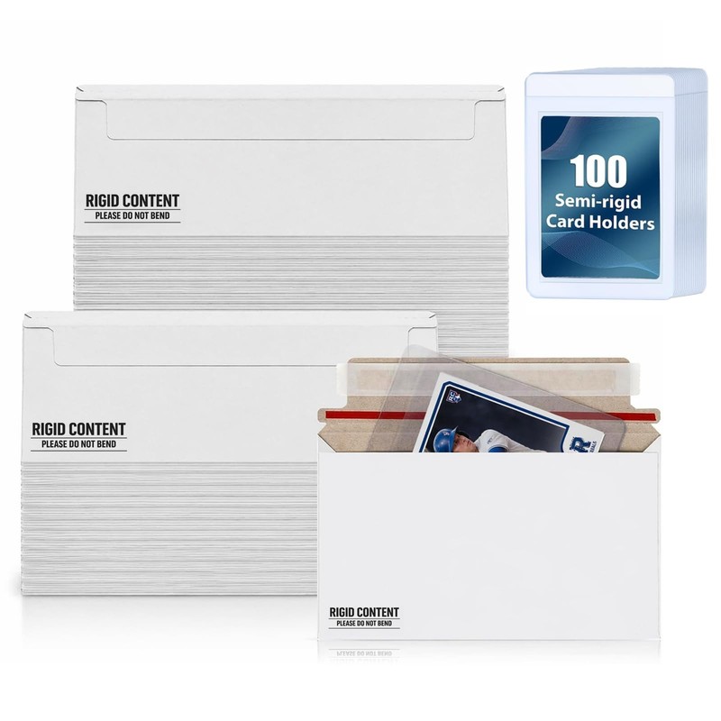 100 Pack Mailer Trading Card Envelopes (Includes 100 card protectors), 7″ x 4…