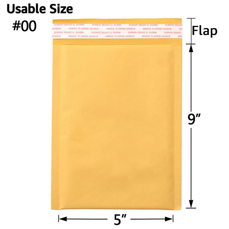 10-50Pack #00 5″ x 9″ Kraft Bubble Mailer Sale Seal Padded Envelop Shipping Bag