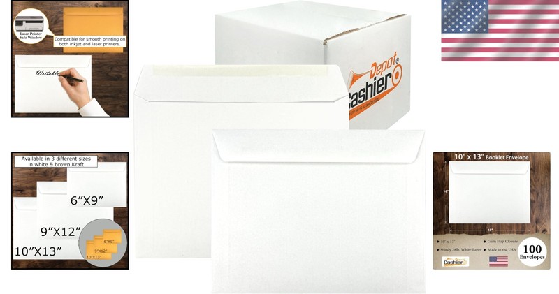 Reliable Heavy Duty 10" x 13" White Envelopes, 100 Count - Secure Mailing gallery