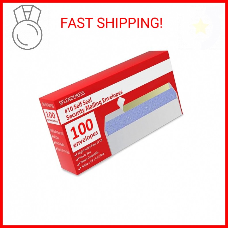 #10 Envelopes Letter Size Self Seal | 100 Business Mailing Security Peel and Sea