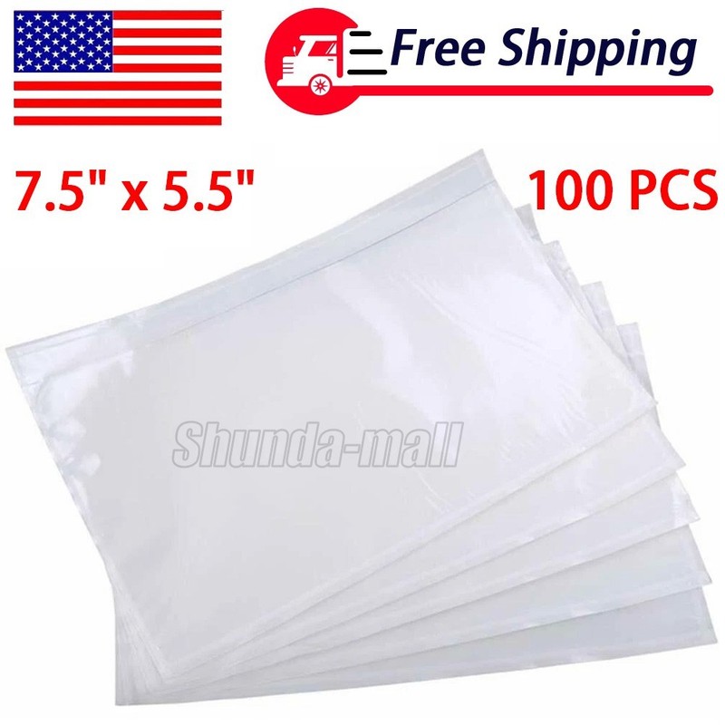100x Clear Packing Invoice List Pouches 7.5×5.5 Shipping Label Envelope Adhesive