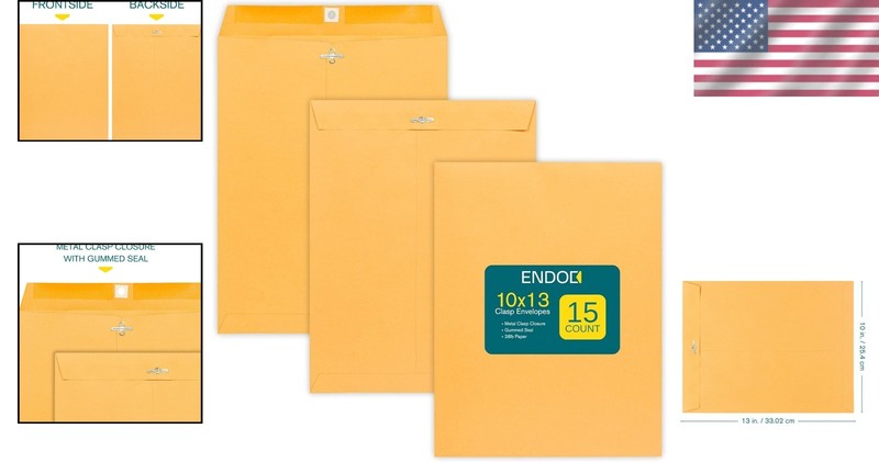 10x13 Clasp Envelopes - 15 Pack Brown Kraft for Home & Business Security gallery