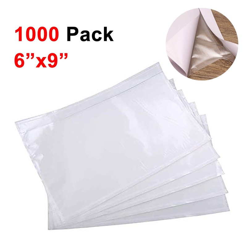 1000 6″x9″ Clear Packing List Pouches Shipping Label Slip Envelope Adhesive Bags