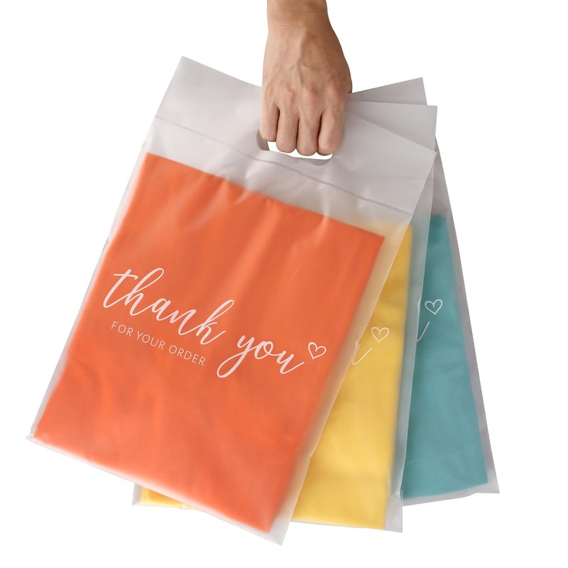 Frosted T-Shirt Bags with Handle, Thank You Bags for Small Business, Durable …
