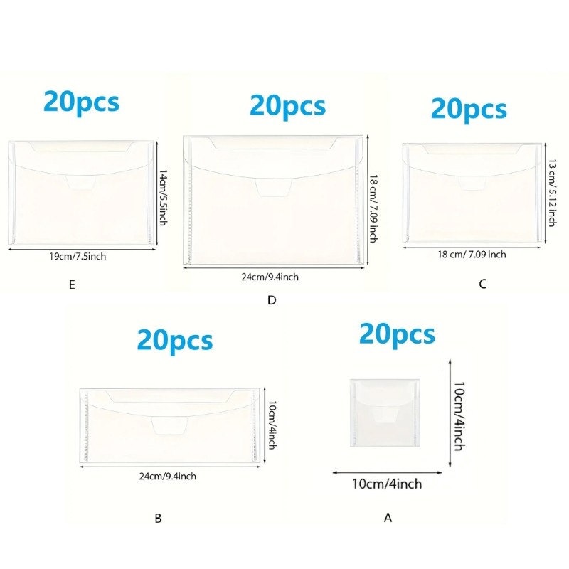 20Pieces File Pouches Clear Envelope Storage Bag Document Folder Water Resistant gallery