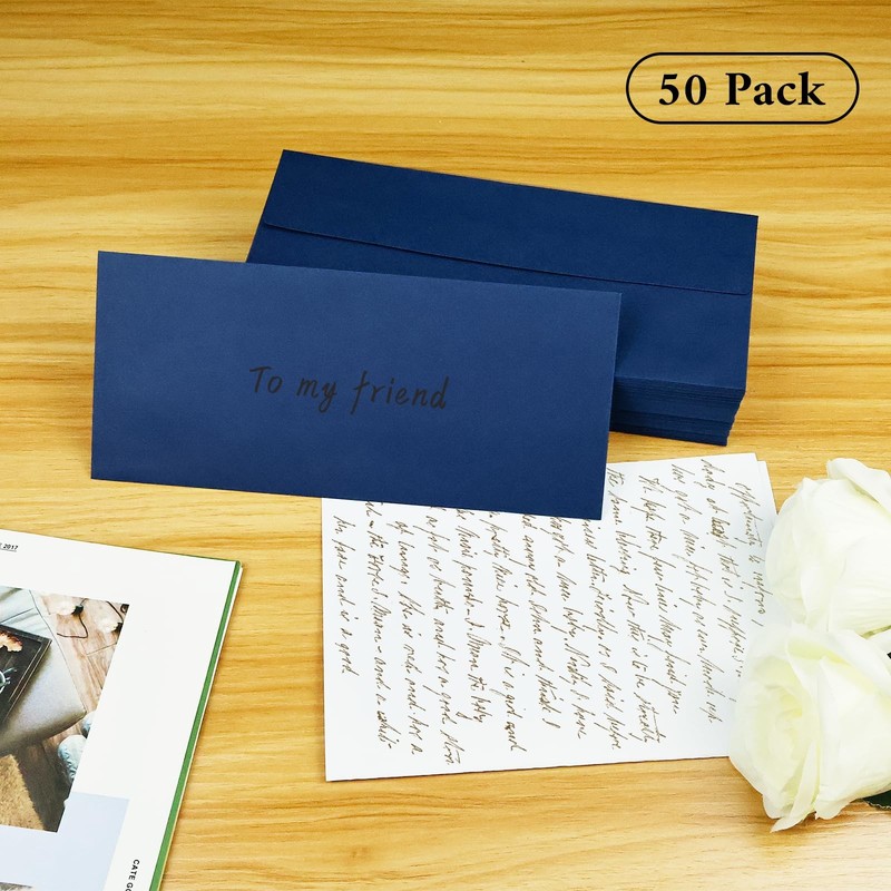 50 Pack #10 Business Envelopes, Navy Blue Standard Envelopes Self Seal, Letter S gallery