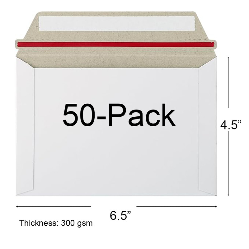 4.5″ x 6.5″ White Rigid Mailer, 300gsm, Photo Mailer, Cardboard Envelope,