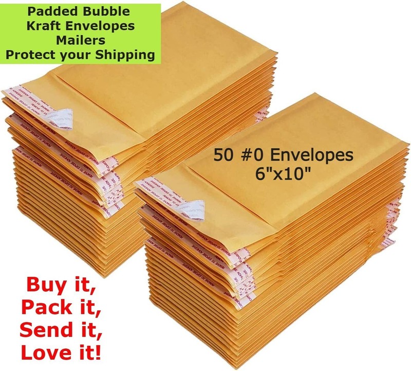 PACK 50 #0 6X10 Kraft Paper Bubble Padded Envelopes Mailers Shipping Case 6″X10″