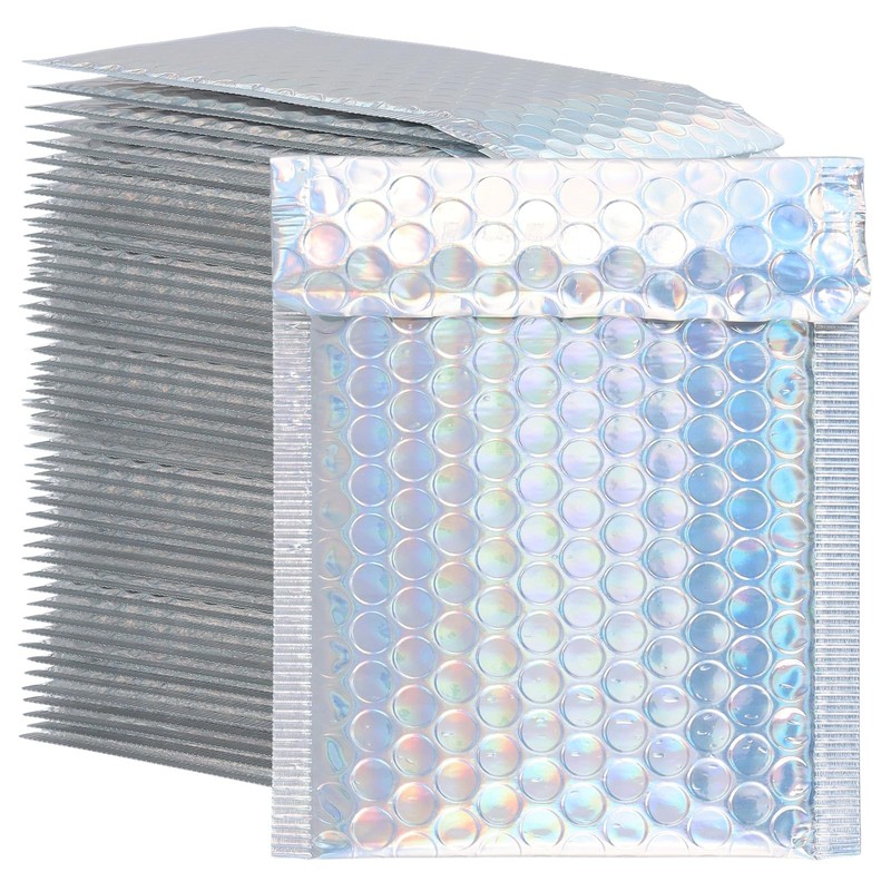 GINLANK 100 PCS 5 x 6 Inch Metallic Bubble Mailers, Silver Padded Mailing Env…