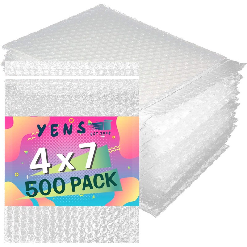 Yens 500 Pack 4″x 7″ Clear Bubble Pouch Bags, Bubble Cushioned Pouches-BP#000