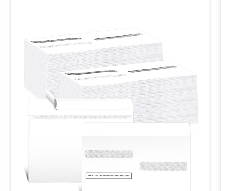 500 pk ~ W-2 ENVELOPES for 2-up tax forms SELF-SEAL 9-1/4″x5-5/8″
