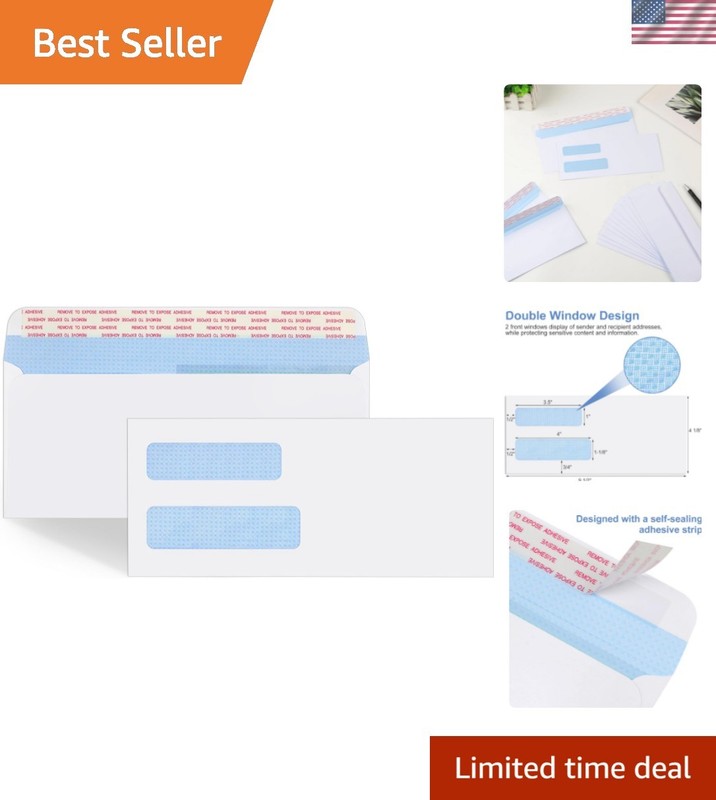 72 Count White Self-Seal Window Envelopes 4-1/8 x 9-1/2 Inches for Business Use