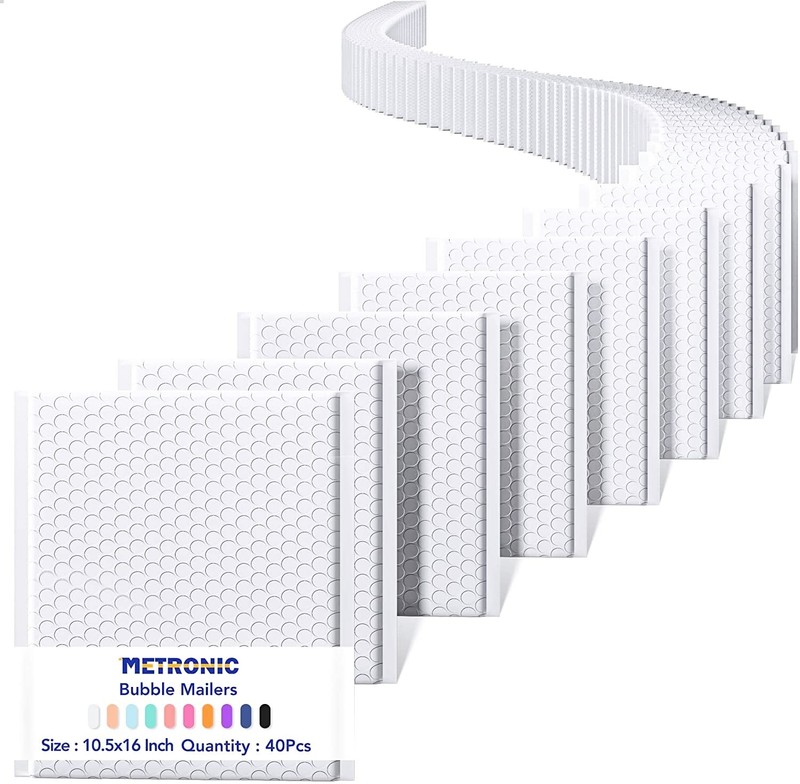 40 Pack Bubble Mailer, 10.5×16 “Padded Envelopes, Strong Adhesion Bubble Mail…