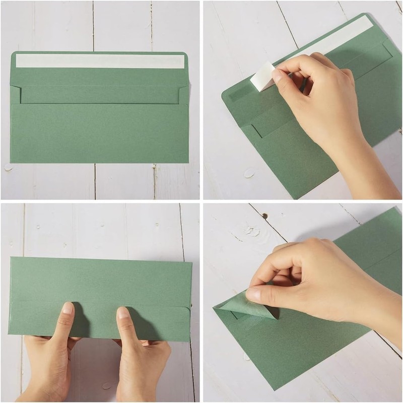 100 Pack Sage-Green #10 Business Envelopes Self Seal Standard Envelopes for O... gallery