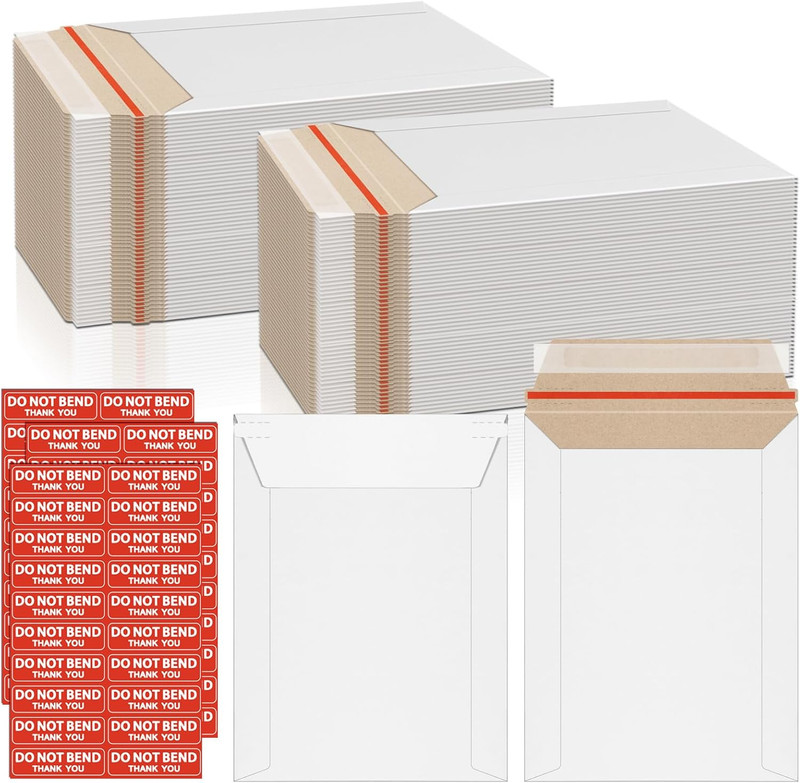 100 Pack 6″X8″ Rigid Mailers Self Seal Document Mailers Flat Cardboard Envelopes