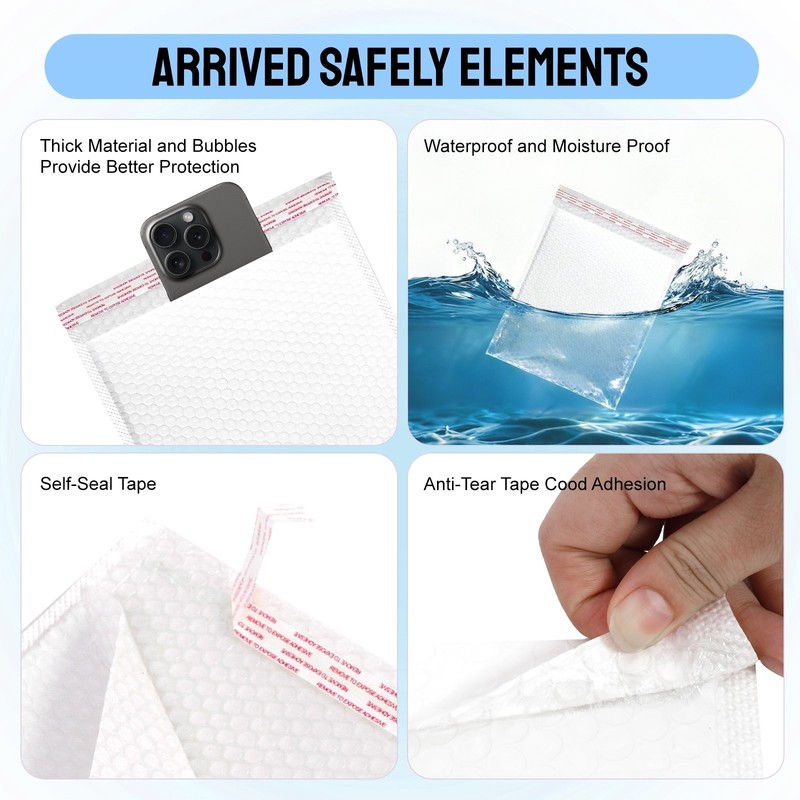 1000PCS White 7"x9" Poly Bubble Mailers Padded Envelopes Packaging Bubble Pak gallery
