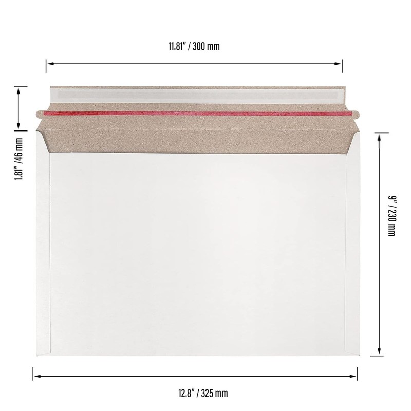 100 Pack 9x12 Inch White Rigid Mailers Self Seal Stay Flat Cardboard 250gsm gallery
