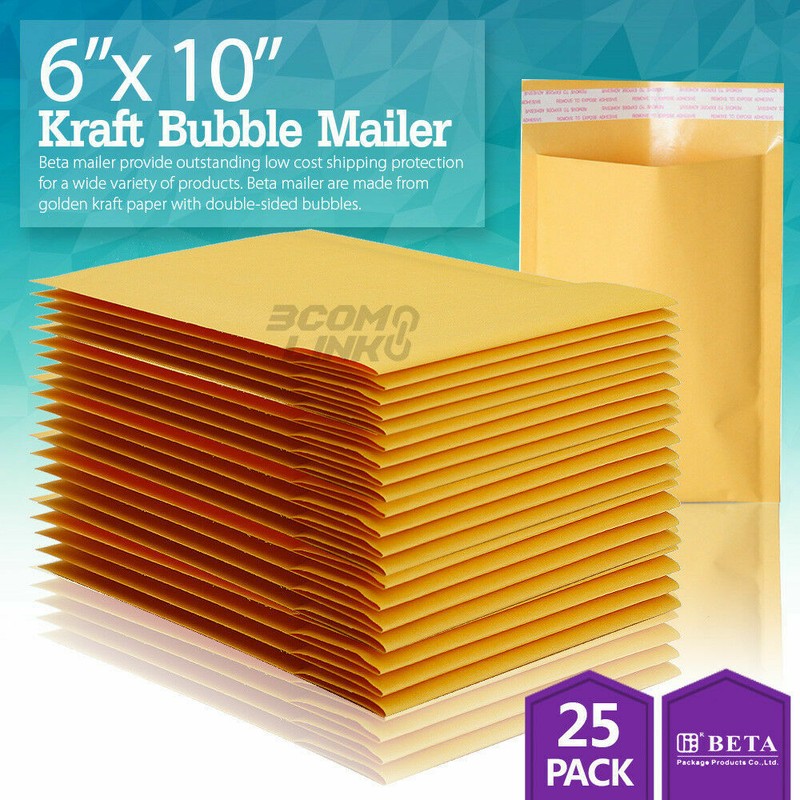 25 #0 6 x 10 ( 6×9 ) Kraft Bubble Padded Envelopes Mailers Shipping Bag