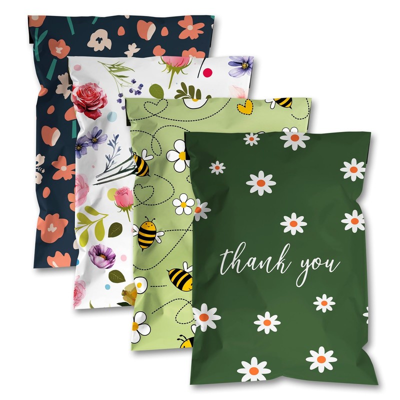 Poly Mailers-10×13 Inch Variety Pack of 100，25pcs Each Print ，Strong Adhesive…