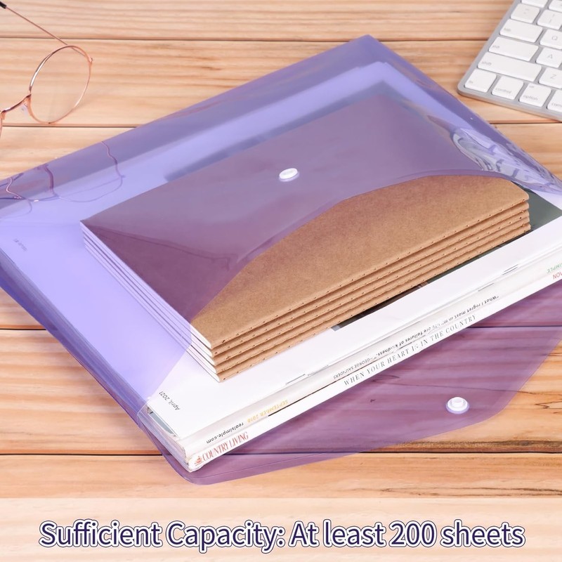 48 Pack Plastic Envelopes Poly Envelopes with Snap Closure, Clear Document Fi... gallery
