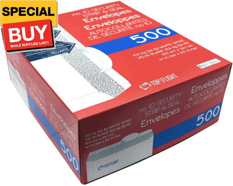 PSTF10NWT #10 Envelopes, Strip & Seal, Security Tinted, White Paper, 24 lb, 500 gallery