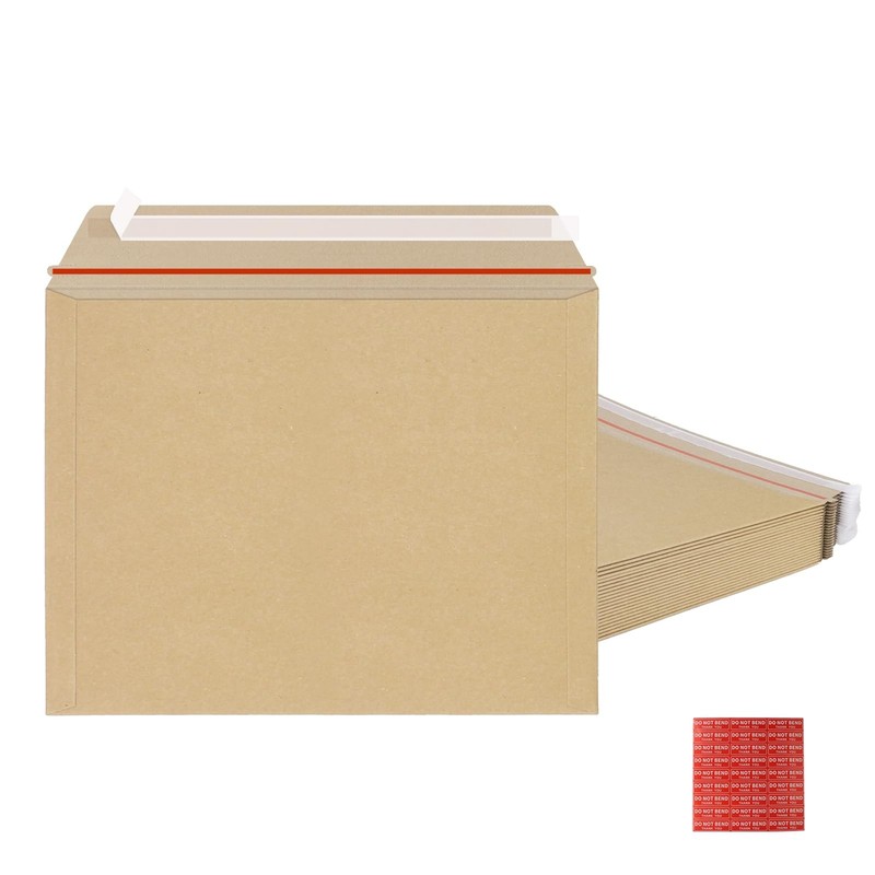 25 Pack 10×13.5 inch Kraft Rigid Mailer Seal Photo Document Mailers, Stay Fla…