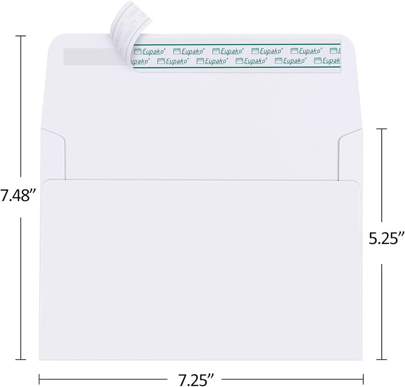 5X7 Envelopes Self Seal 250 Pack, White Kraft Paper Envelopes for 5.25 X 7.25 In gallery