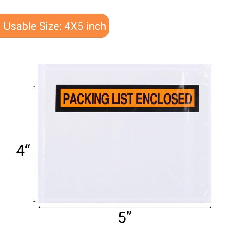 1000 Pcs 4" x 5" Clear Adhesive Packing List Shipping Pouches，Shipping Label ... gallery