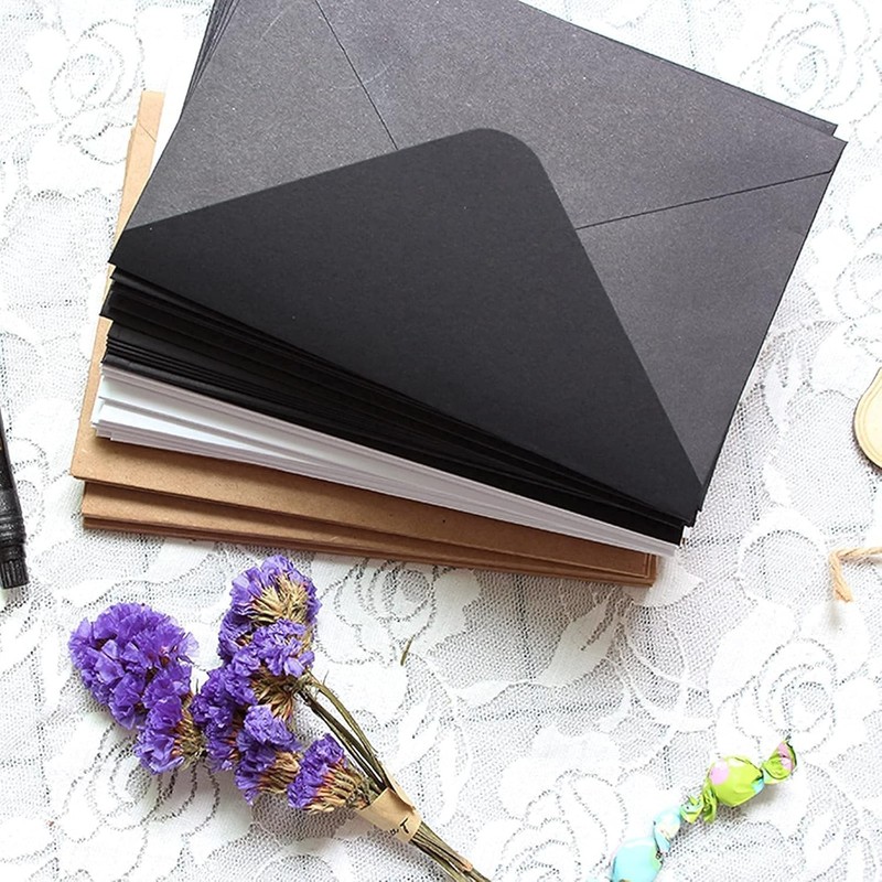 100 Count Matte Black V Flap Envelopes - Perfect for Weddings & Announcements gallery