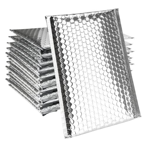 50 Pack, 6″x 9″ Metallic Foil Thermal Bubble Mailer Bags for Shipping Waterproof