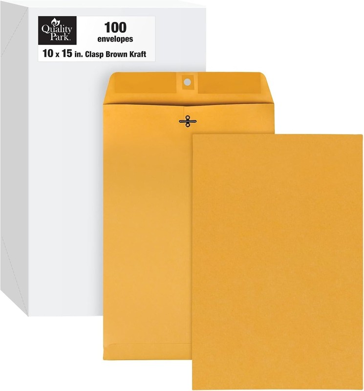 100 Business Envelopes 10×15 Kraft Clasp Yellow Brown Postal Manila Catalog Flap