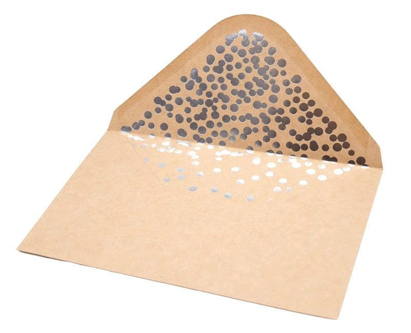 Kraft Invitation Envelopes | Pack of 54 | SILVER Confetti Flap | 120 GSM | A4