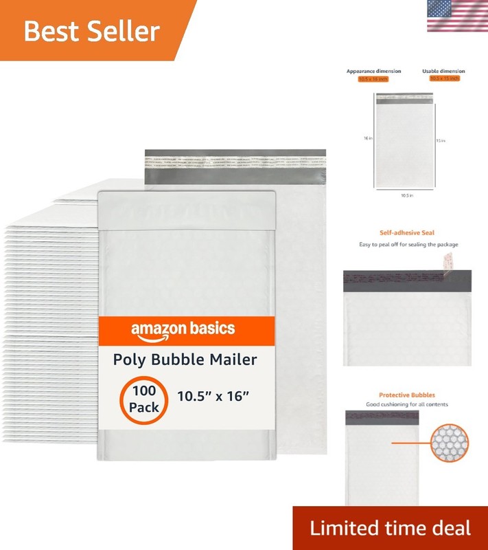 Water-Resistant Self-Seal Mailers, 10.5″ x 16″, 100-Pack – Perfect for Shipping