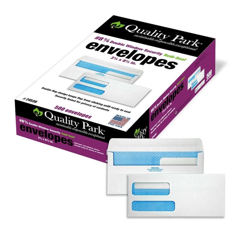 Quality Park #8 5/8 Security Envelopes, Double Window, Self Seal Envelopes fo...