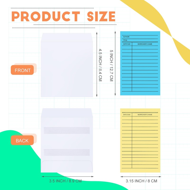 500 PCS Library Card Pockets Self Adhesive Due Date Cards White Envelope gallery