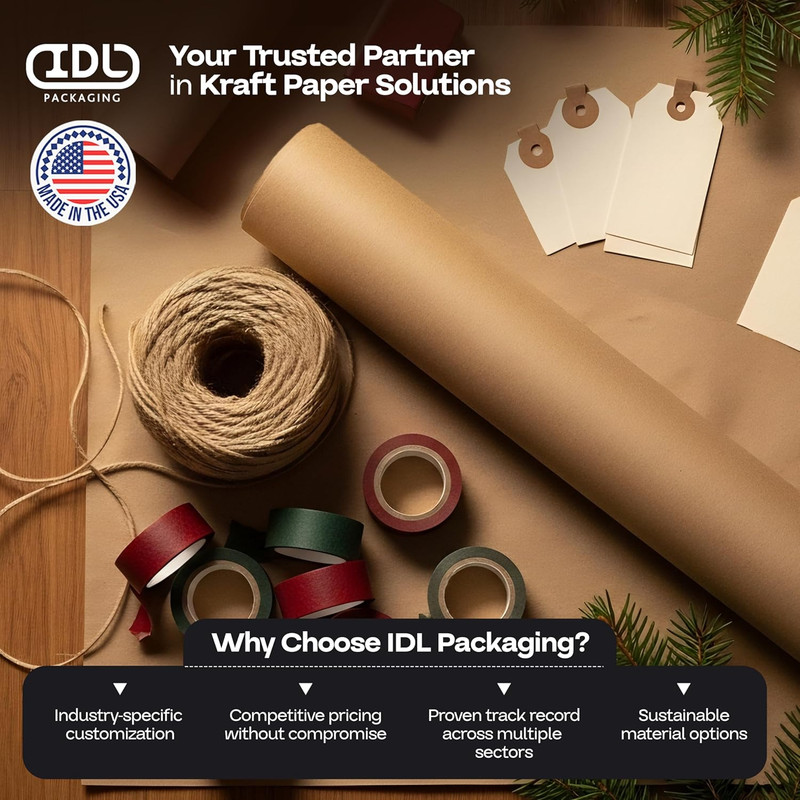 IDL Packaging Brown Kraft Paper Roll 36" X 2160" (180 Feet), 30Lb Thickness - Us gallery