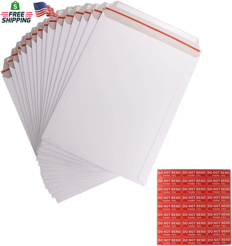 100 Pack 9X12 Inch Self Seal Photo Document Mailers Stay Flat White Cardboard En gallery