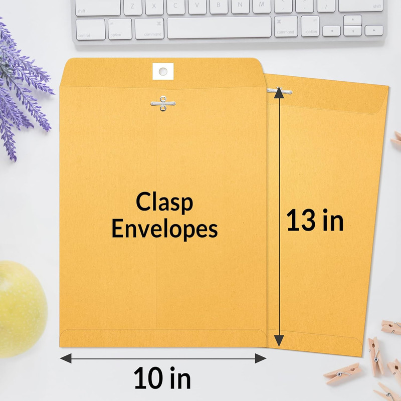 10"X13" Brown Kraft Envelopes with Clasp, 20 Count, 28-Lb for Mailing & Storage gallery
