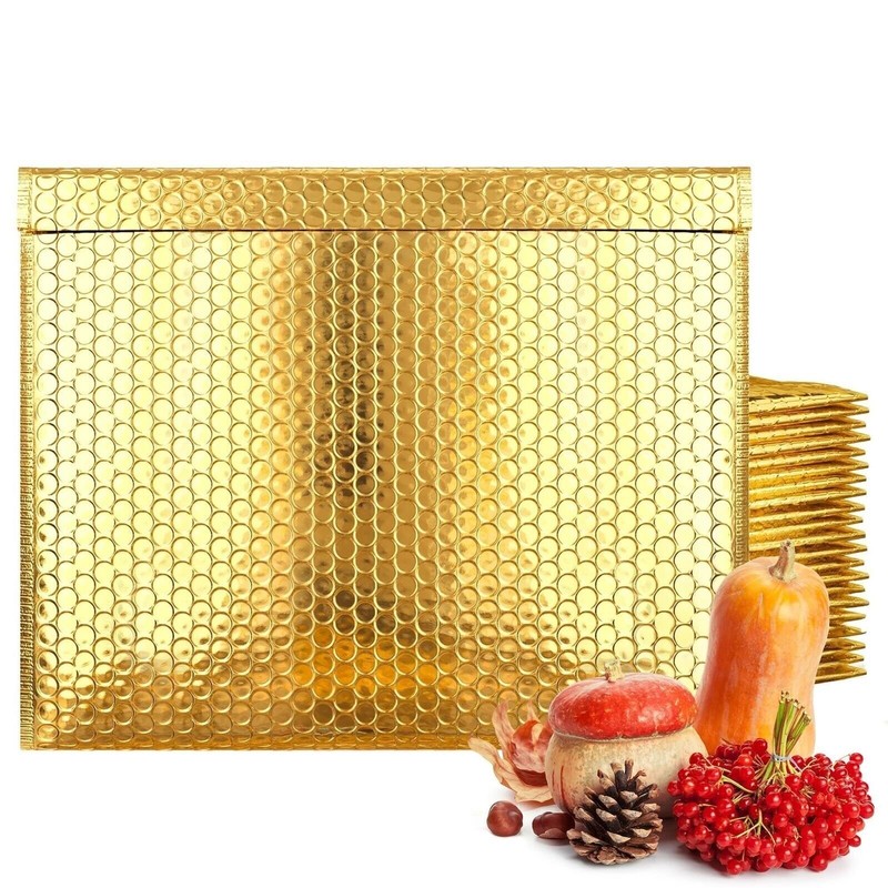 Gold METALLIC Poly Bubble Mailers 13.75 x 11 / 50 Mailing Padded Envelopes