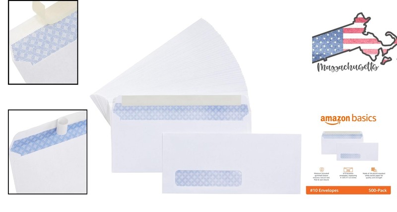 500-Pack Security-Tinted Self-Seal Business Envelopes with Left Window, White gallery