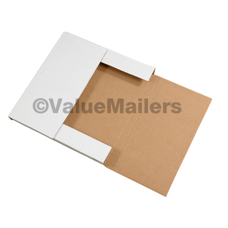100 – 12-1/8 x 9 1/8 x 1 White Multi Depth Bookfold Mailer Book Box Bookfolds