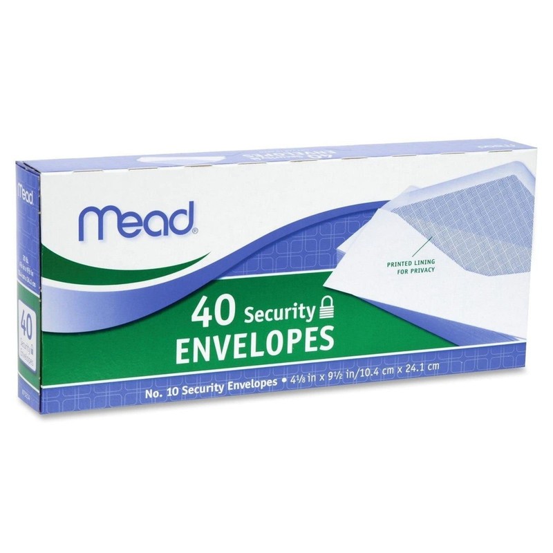 Mead #10 Security Envelopes, 40 Count (75214), Pack of 2 = 80 2 Pack, White