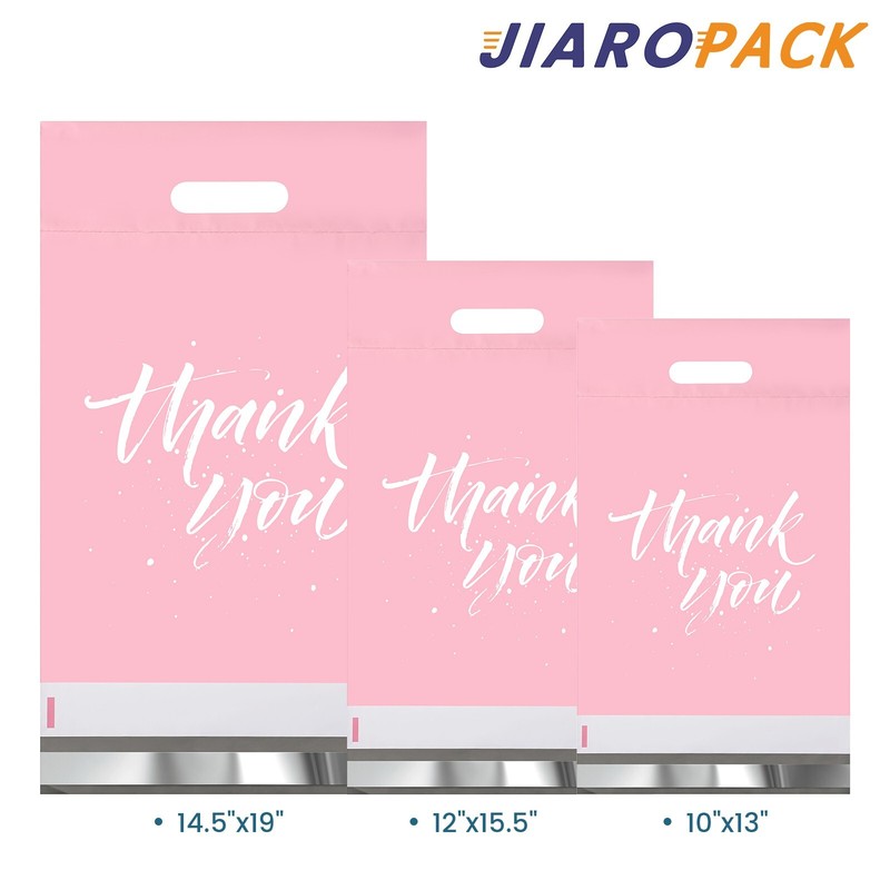 Poly Mailers w/Handle Shipping Bag Upgrade Design Thank You Poly Bag Pink Black