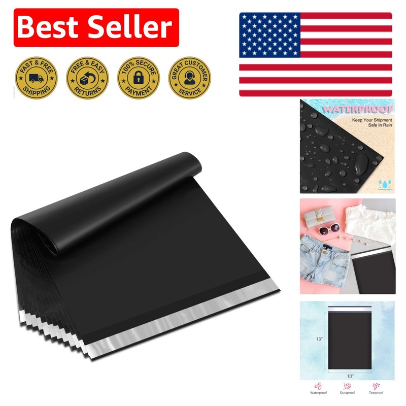 Elegant 200 Pack Black Poly Mailers 10×13 – Durable, Opaque Shipping Envelopes