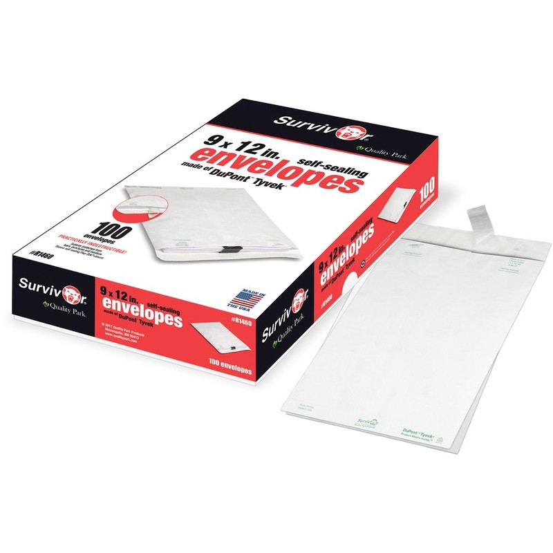 Quality Park R1460_40 Open-end Envelope 9x12 14lb Tyvek White 100/box gallery