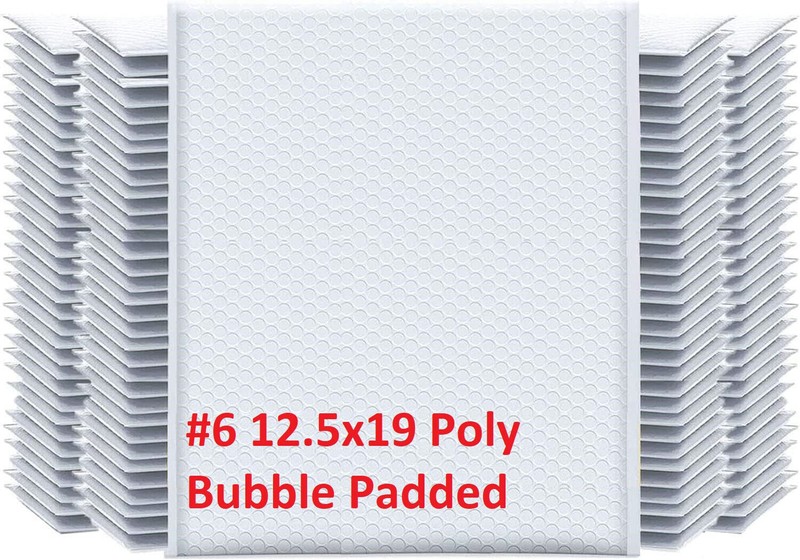 25 #6 12.5×19 White Strong Poly Bubble Padded Envelopes Mailers Shipping Bags