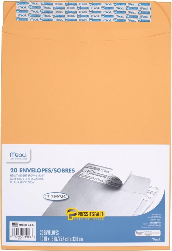 Professional 10x13 Brown Kraft Self-Seal Envelopes - 20 Count Office Essentials gallery